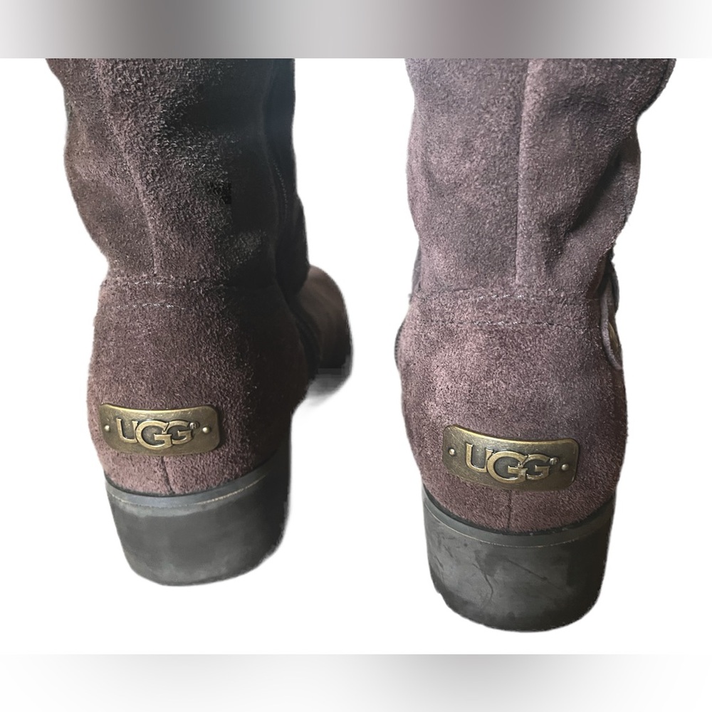 UGG 1917 Brown Suede Shearling Lined Boots Size 8.5 - Picture 6 of 6